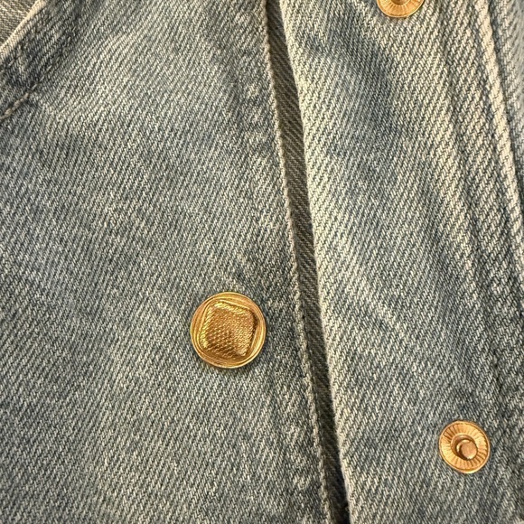 Zara Light Blue Denim Mini Dress with Gold Buttons - Picture 4 of 11